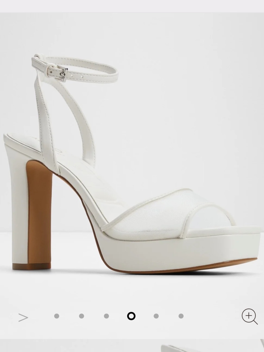 Aldo Chicglimmer White Platform Strappy Mesh Block Heel Bridal Sandals - Size 9 - Picture 5 of 14
